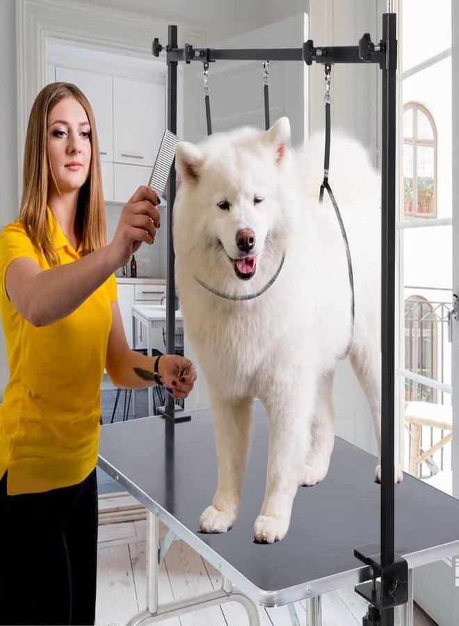 AGESISI H-Shape Dog Grooming Arm with Clamp, Heavy Duty Pet Grooming Table Arm with Loop Noose, 32" Height Adjustable and 34" - 50" Width Adjustable for Large & Medium & Small Pets, Black - Image 5